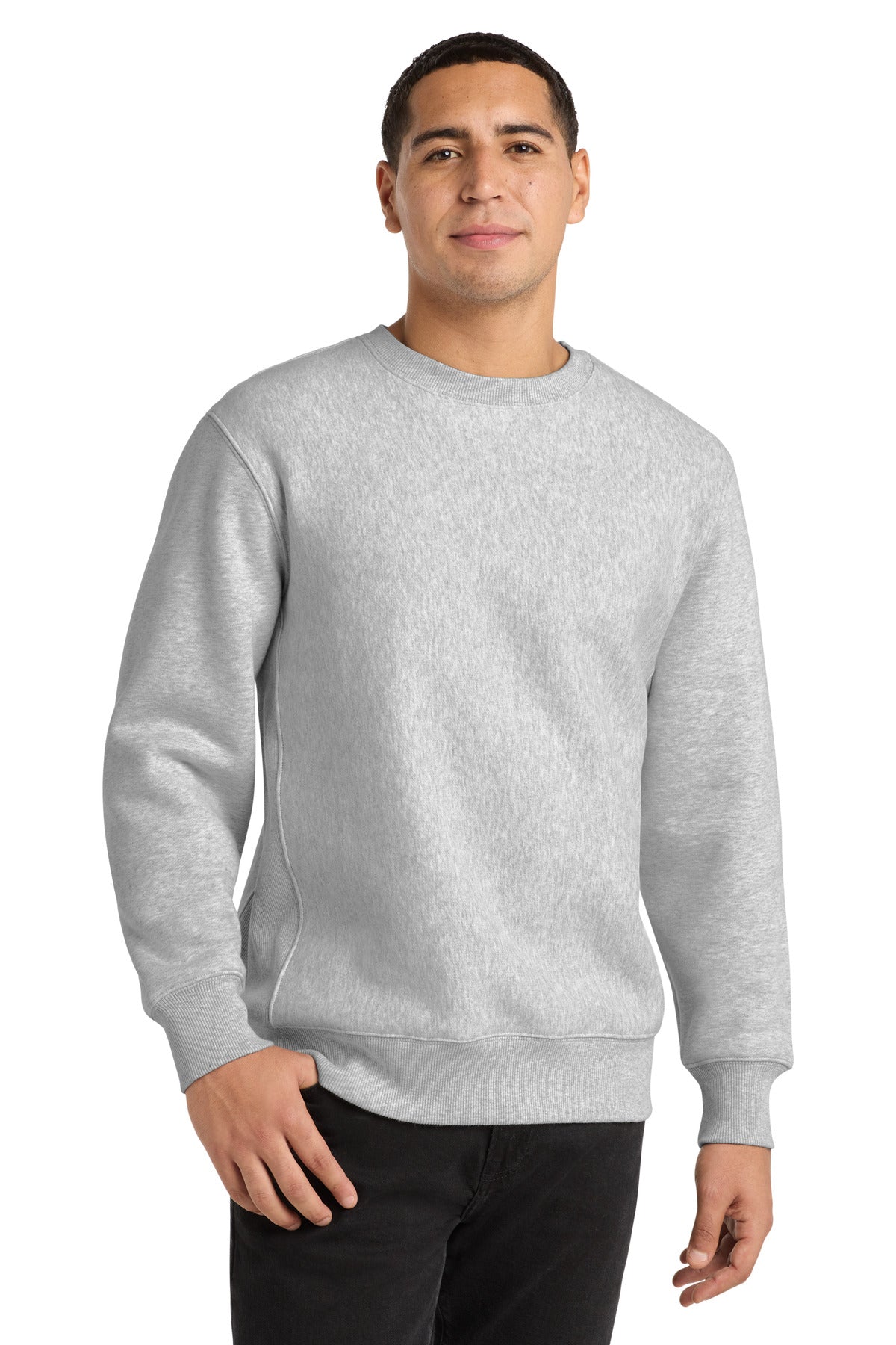 Front View of Ath Heather Sport-Tek Super Heavyweight Crewneck Sweatshirt. F280  - XS