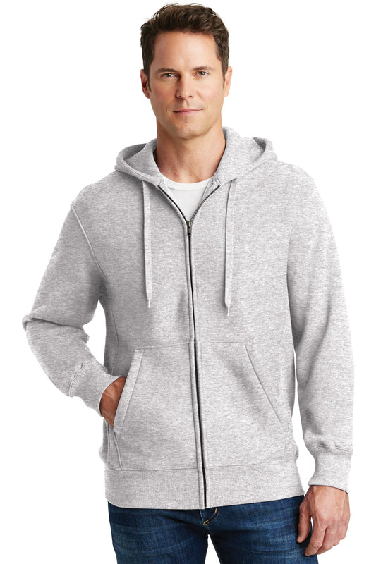 Front View of Ath Heather Sport-Tek Super Heavyweight Full-Zip Hooded Sweatshirt. F282  - XS