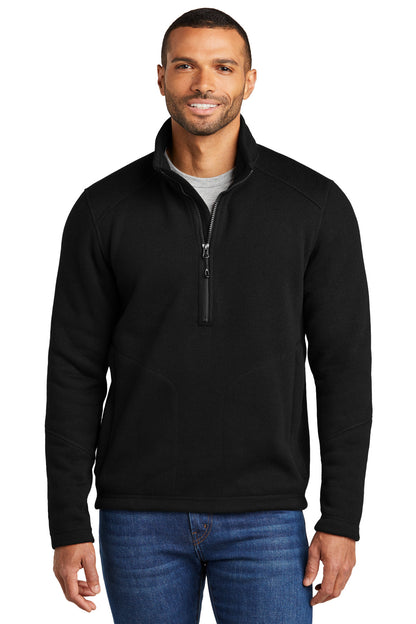 Front View of DeepBlack Port Authority Arc Sweater Fleece 1/4-Zip F426  - XS