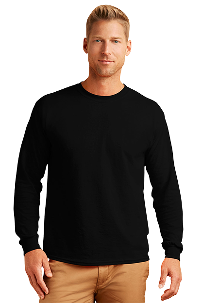 Black Gildan® Ultra Cotton® Adult Long Sleeve T-Shirt  - S