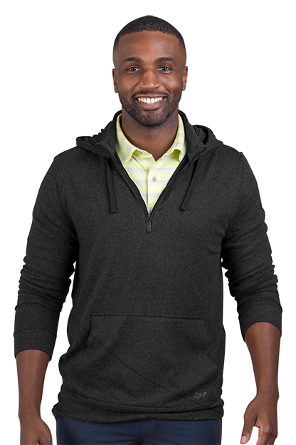 Black/Heather Greg Norman Lab 1/4-Zip Hoodie  - S