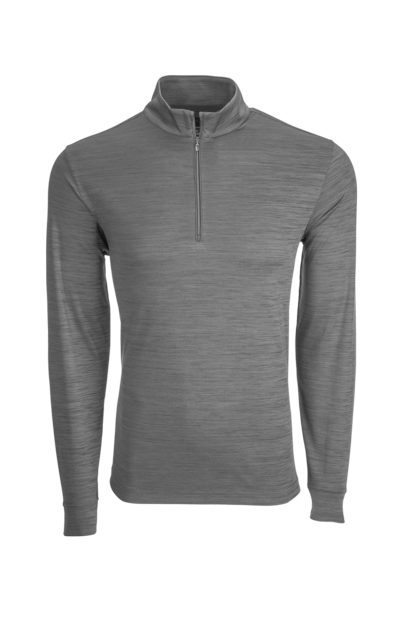 Front View of Dark Heather Greg Norman Utility 1/4 Zip Pullover  - S