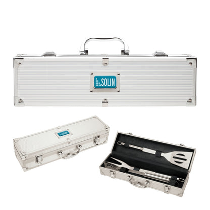 Matte Silver Front Tryon 3-Piece Mini Executive BBQ Set