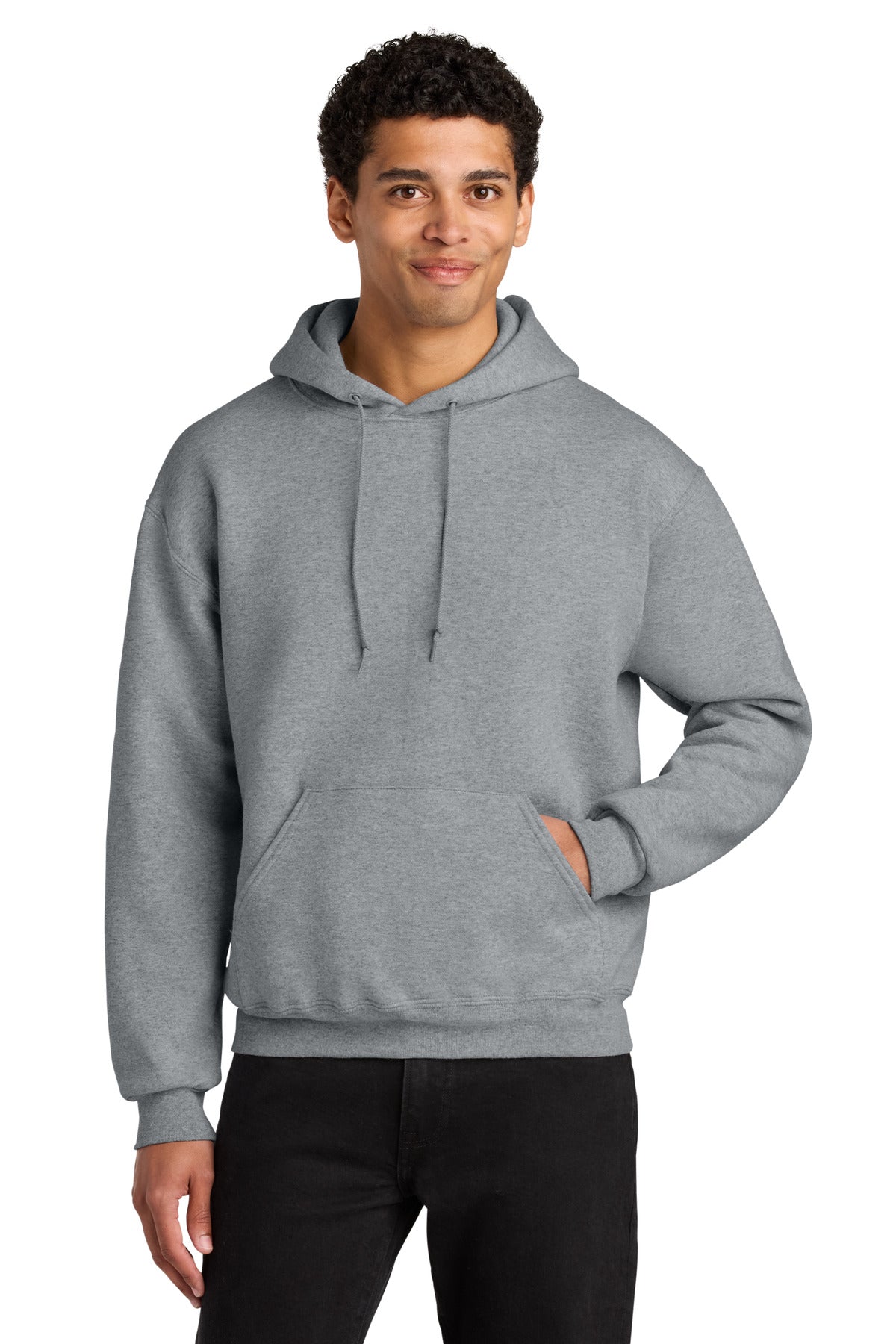 Front View of AthlHthr Jerzees Rugged Unisex Hooded Sweatshirt H12M  - S