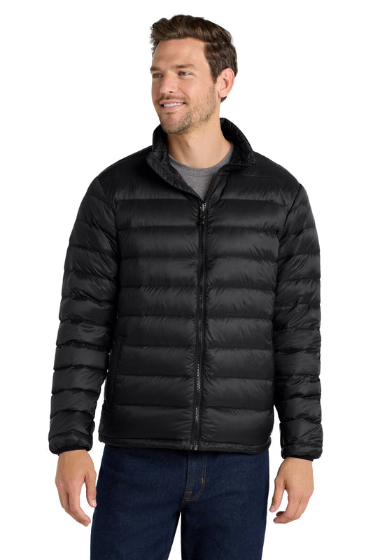 Front View of Black Port Authority Down Jacket. J323  - XS
