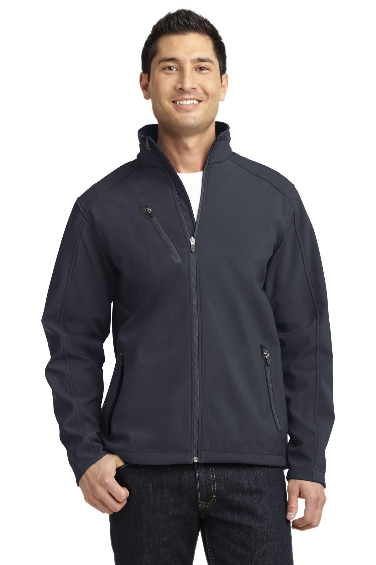 Front View of Batlshp Grey Port Authority Welded Soft Shell Jacket. J324  - XS