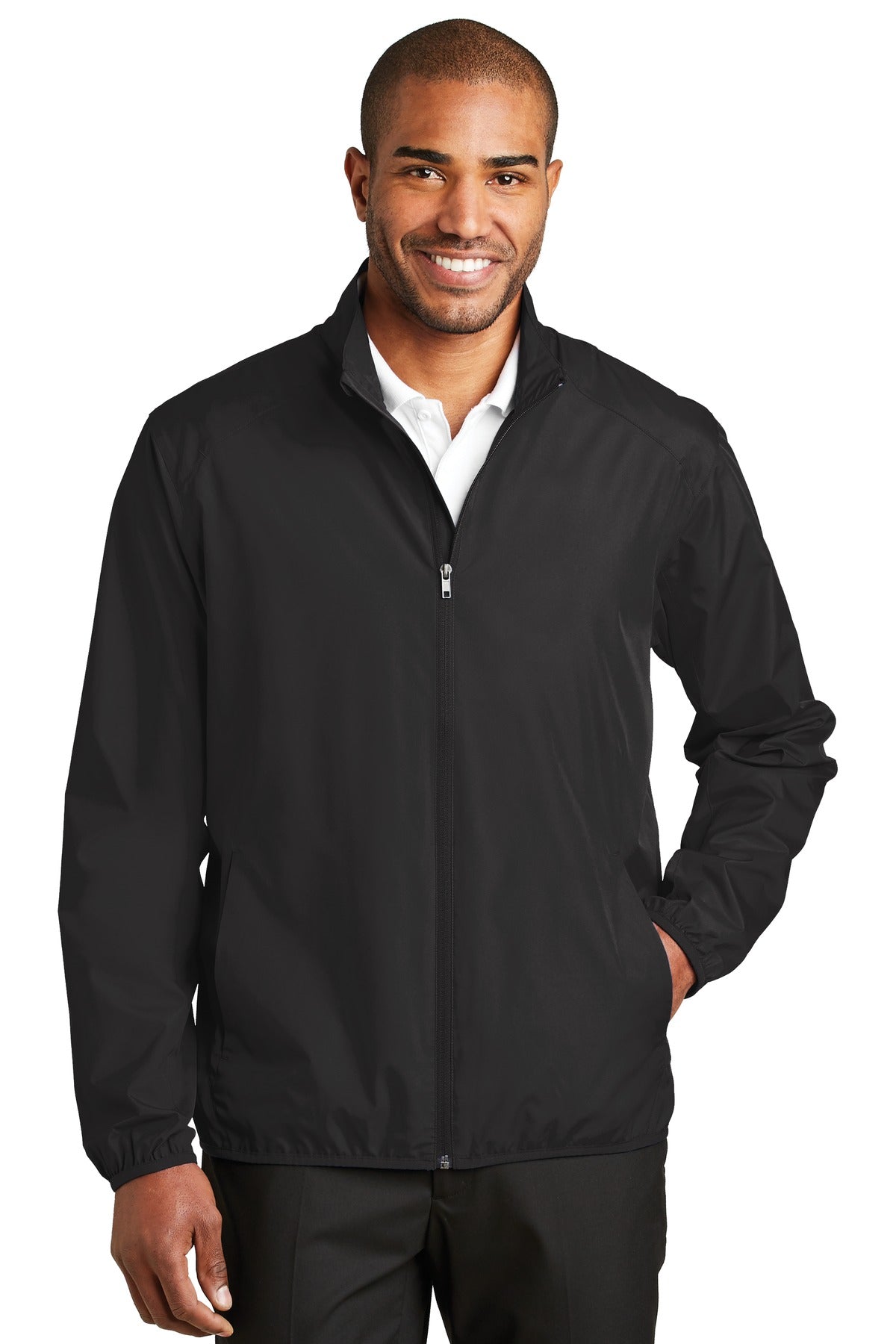 Front View of Black Port Authority Zephyr Full-Zip Jacket. J344  - XS