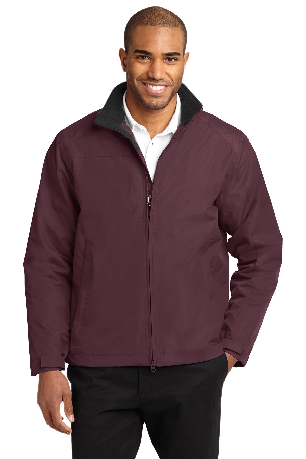 Front View of Maroon/Tr Blk Port Authority Challenger II Jacket. J354  - XS