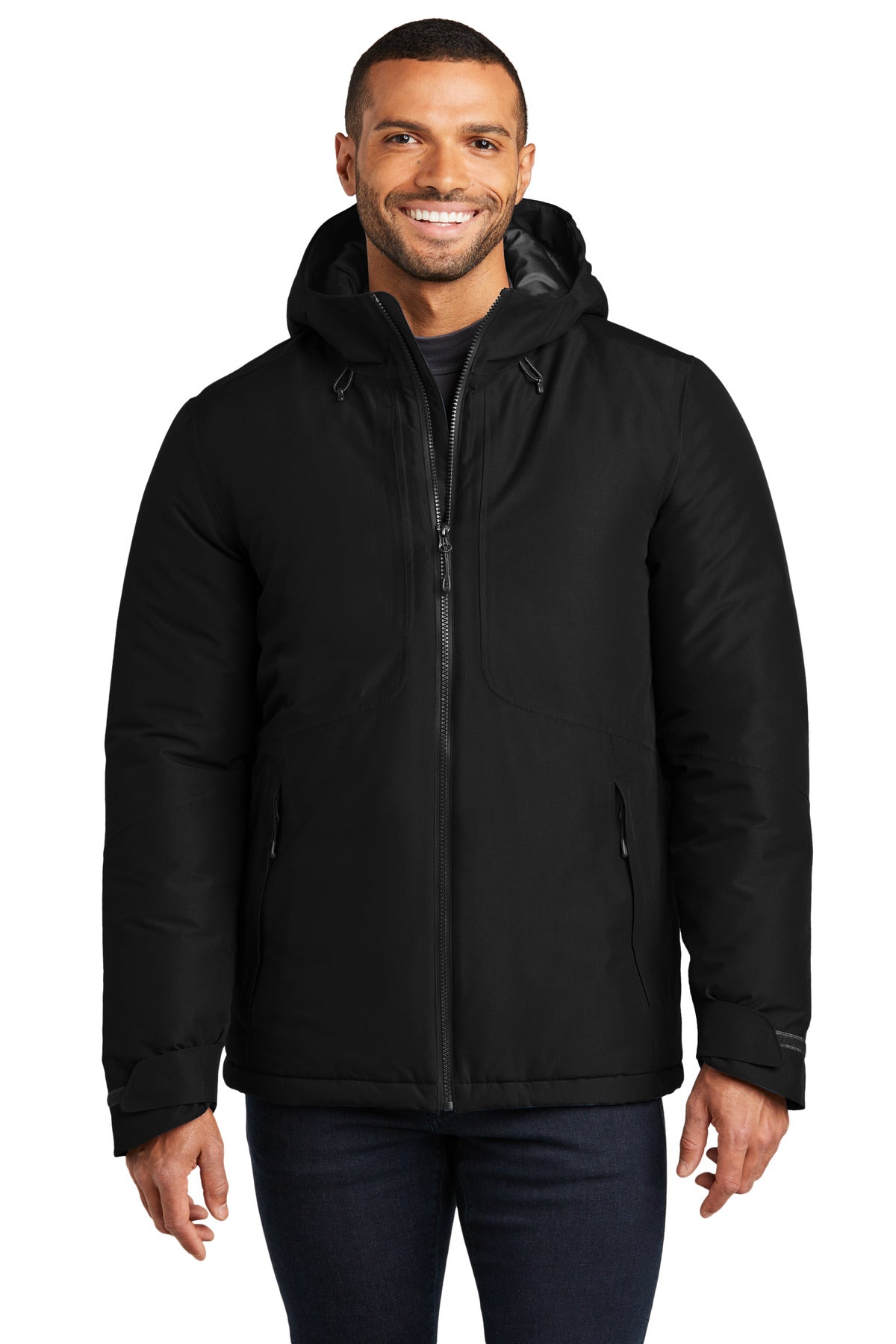Front View of DeepBlack Port Authority Venture Waterproof Insulated Jacket J362  - XS