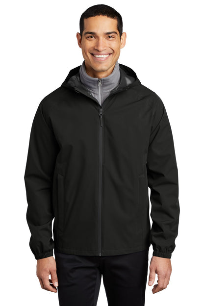 Front View of Deep Black Port Authority Essential Rain Jacket J407  - XS