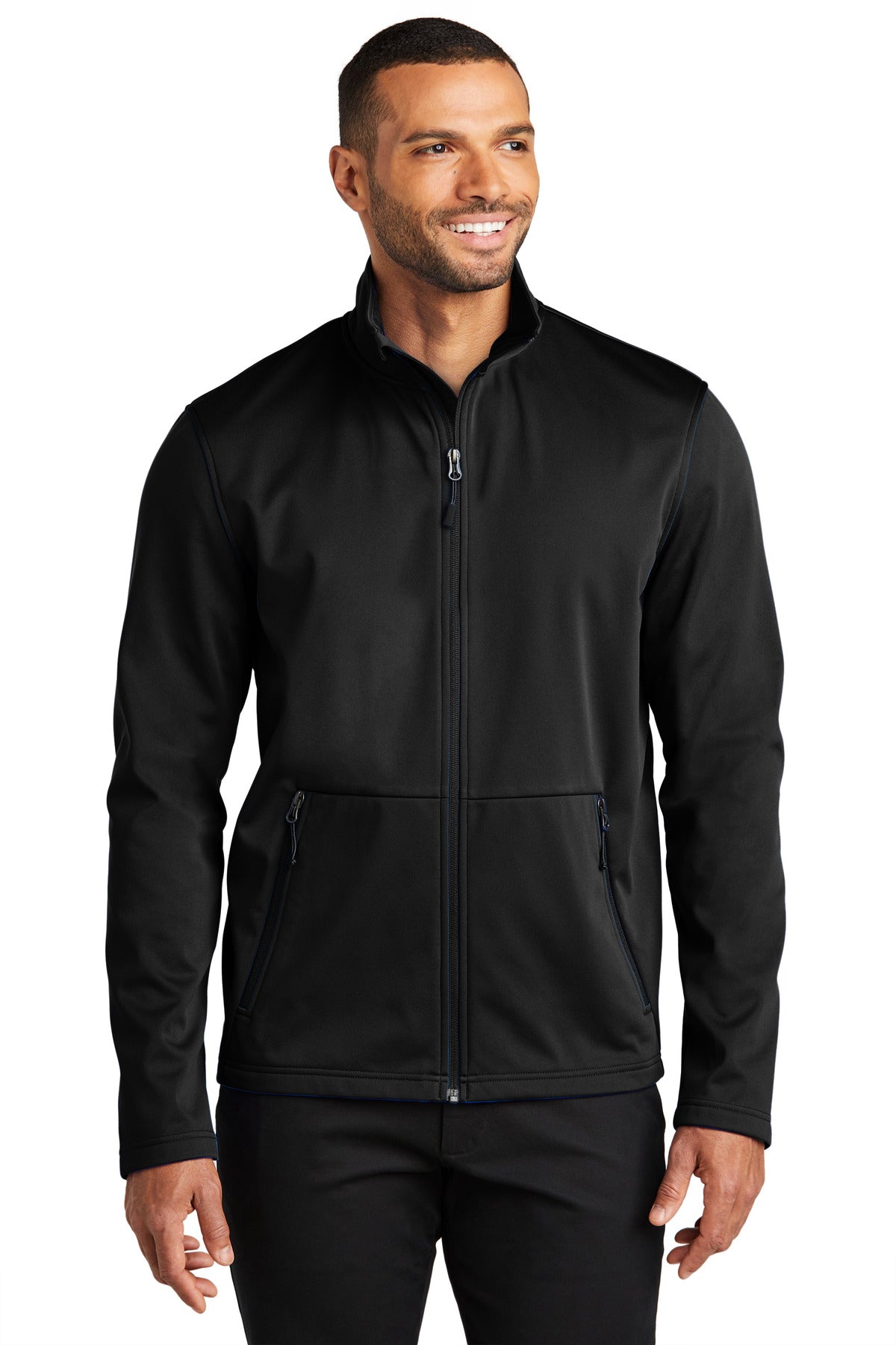Front View of DeepBlack Port Authority Flexshell Jacket J617  - XS