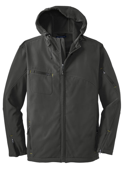 Port Authority Textured Hooded Soft Shell Jacket. J706