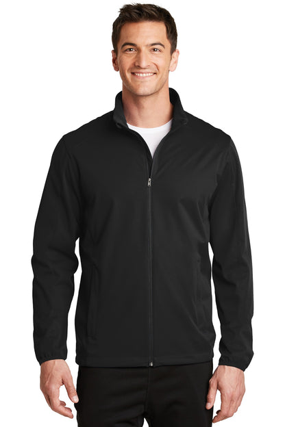 Front View of Deep Black Port Authority Active Soft Shell Jacket. J717  - XS
