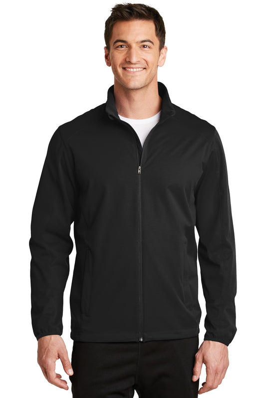 Front View of Deep Black Port Authority Active Soft Shell Jacket. J717  - XS