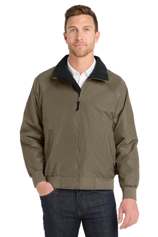 Front View of Khaki/True Blk Port Authority Challenger Jacket. J754  - XS