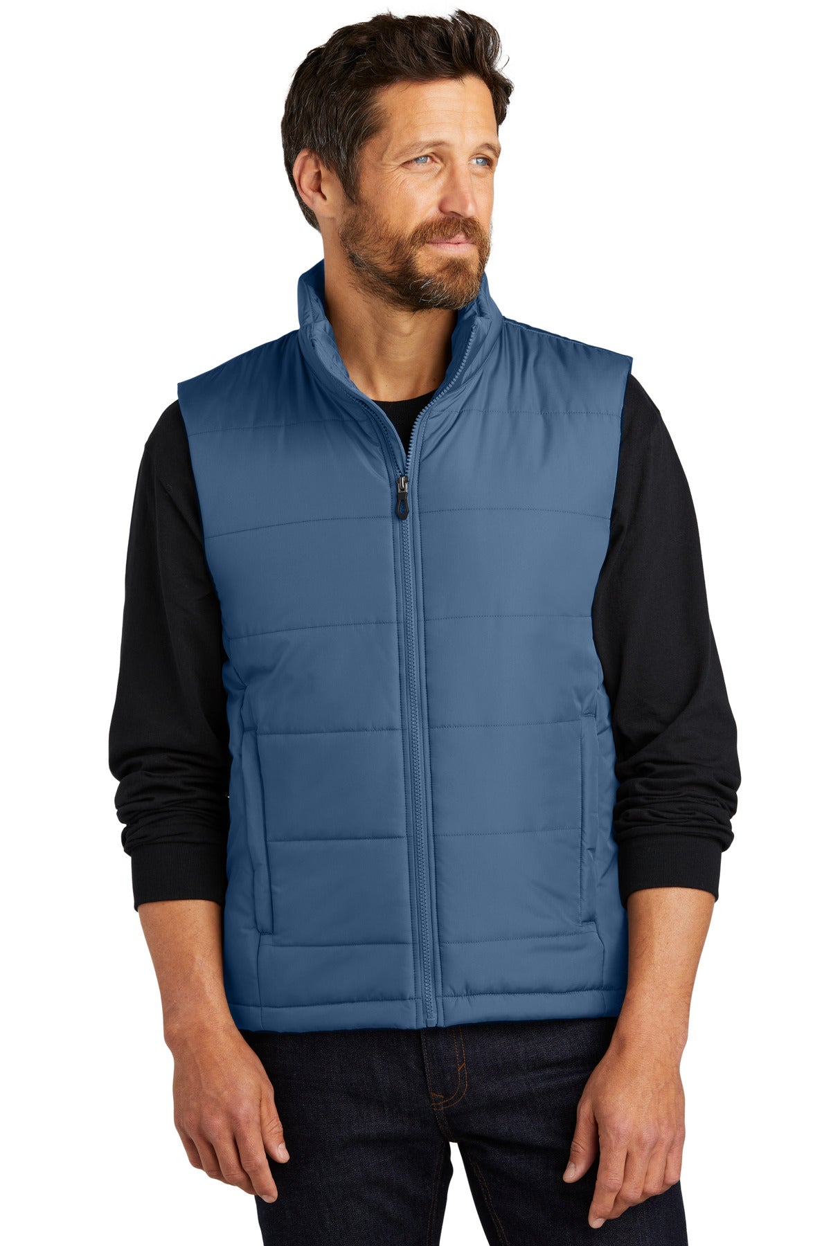Front View of DuskBlue Port Authority Puffer Vest J853  - XS