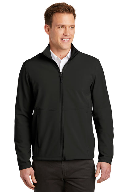Front View of Deep Black Port Authority Collective Soft Shell Jacket. J901  - XS