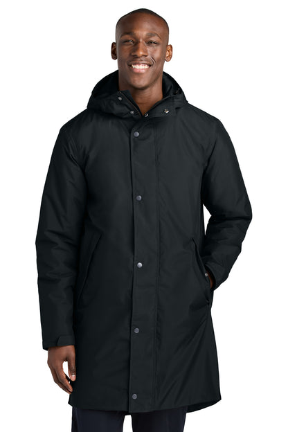 Front View of Black Sport-Tek Waterproof Insulated Sideline Parka JST55  - XS