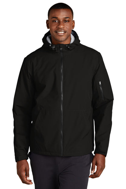 Front View of Black Sport-Tek Waterproof Insulated Jacket JST56  - XS