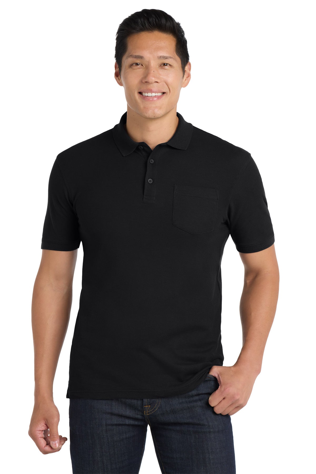 SanMar K100P_deepblack_model_front.jpg