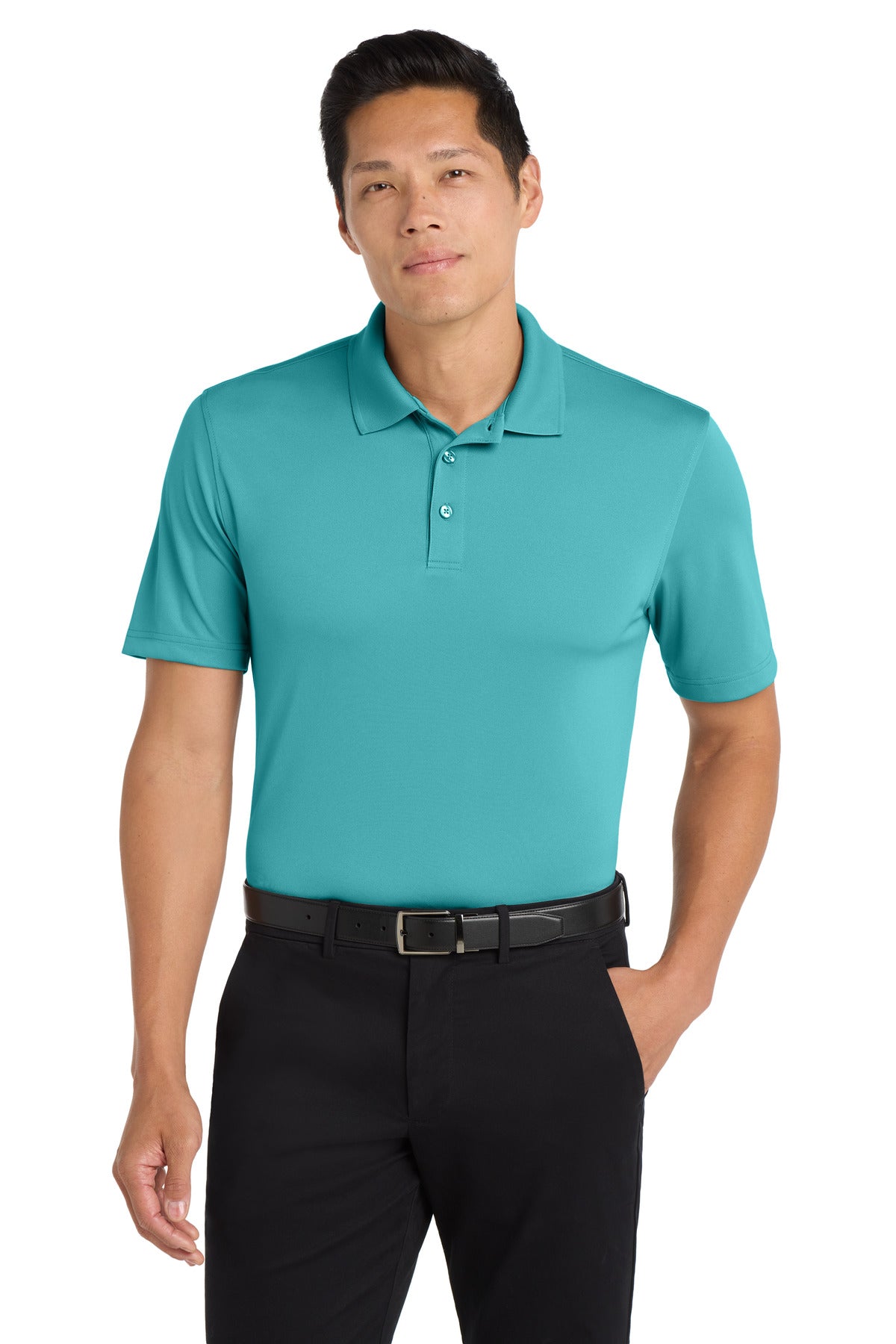 Front View of Aquamarine Port Authority Dry Zone UV Micro-Mesh Polo. K110  - XS