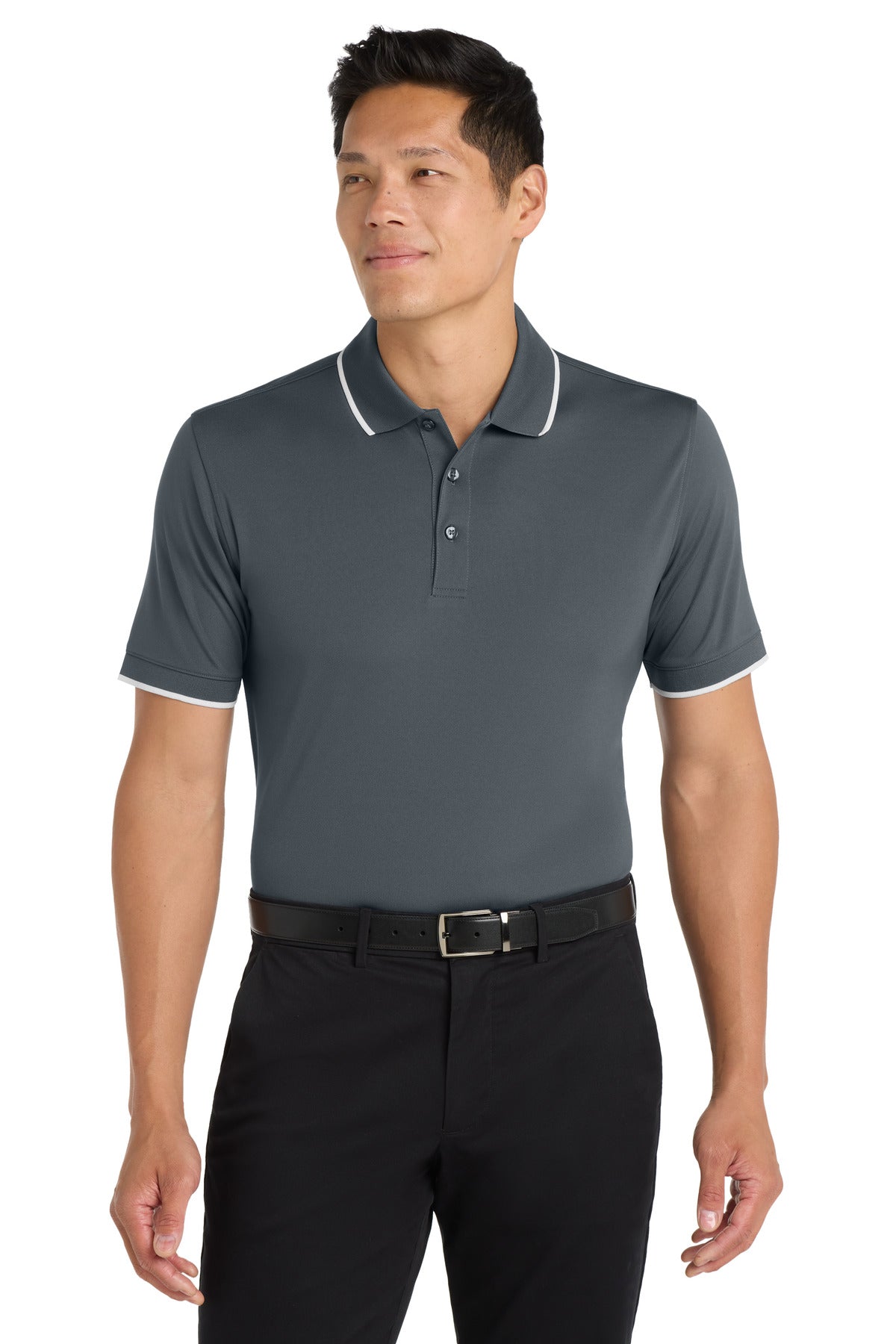 SanMar K111_graphitewhite_model_front.jpg