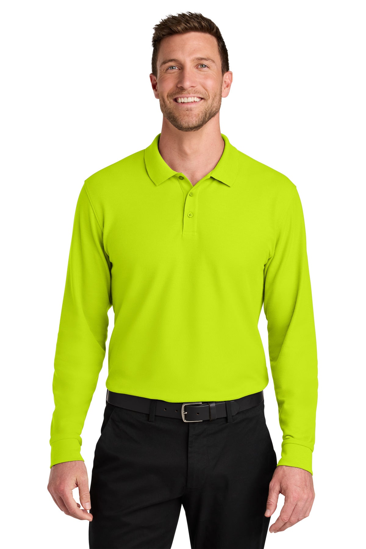 SanMar K200LS_neonyellow_model_front.jpg
