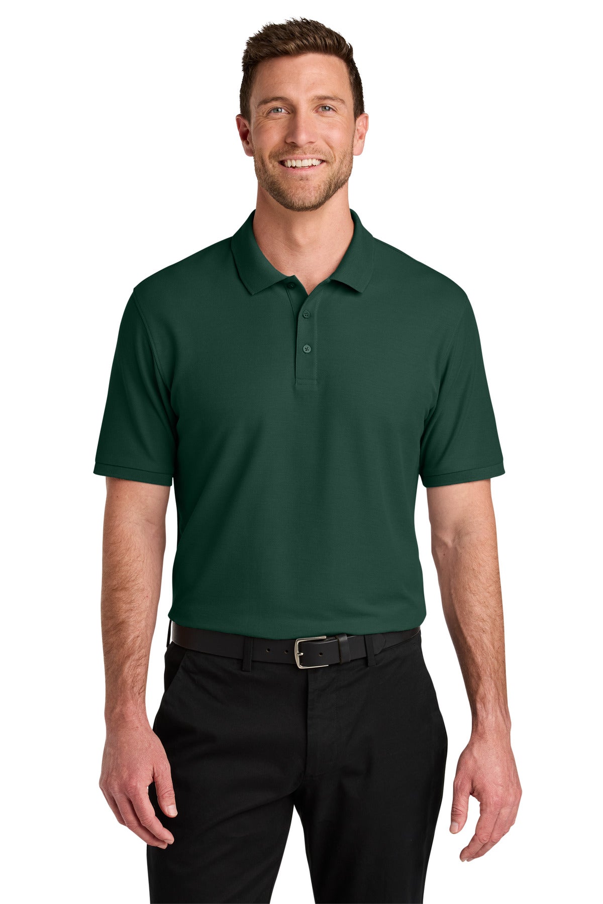 SanMar K200_darkgreen_model_front.jpg