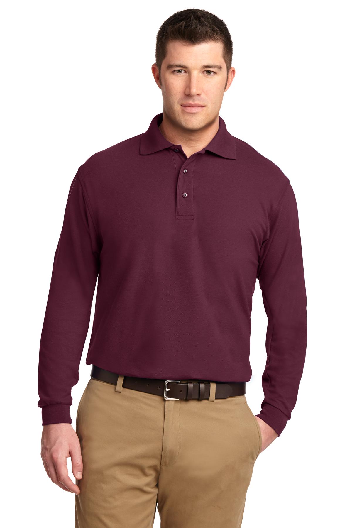 SanMar K500LS_burgundy_model_front_072014.jpg