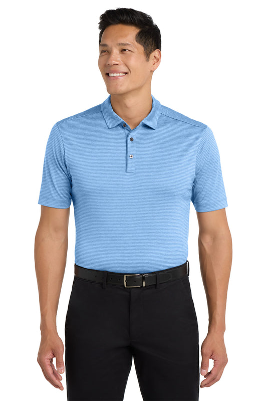 Front View of Carolina Blue Port Authority Shadow Stripe Polo. K585  - XS