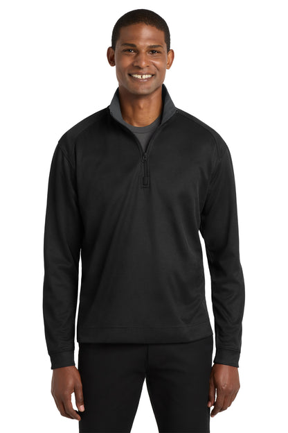 Front View of Black/Iron Gry Port Authority Vertical Texture 1/4-Zip Pullover. K805  - XS