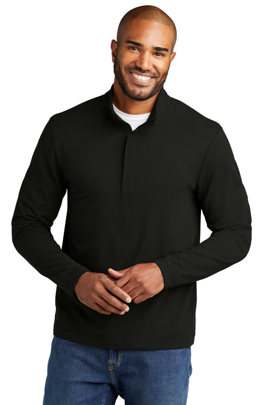 Front View of DeepBlack Port Authority Fairway Stretch 1/4-Zip K829  - XS
