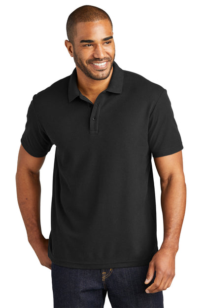 Front View of Black Port Authority C-FREE Cotton Blend Pique Polo K867  - XS