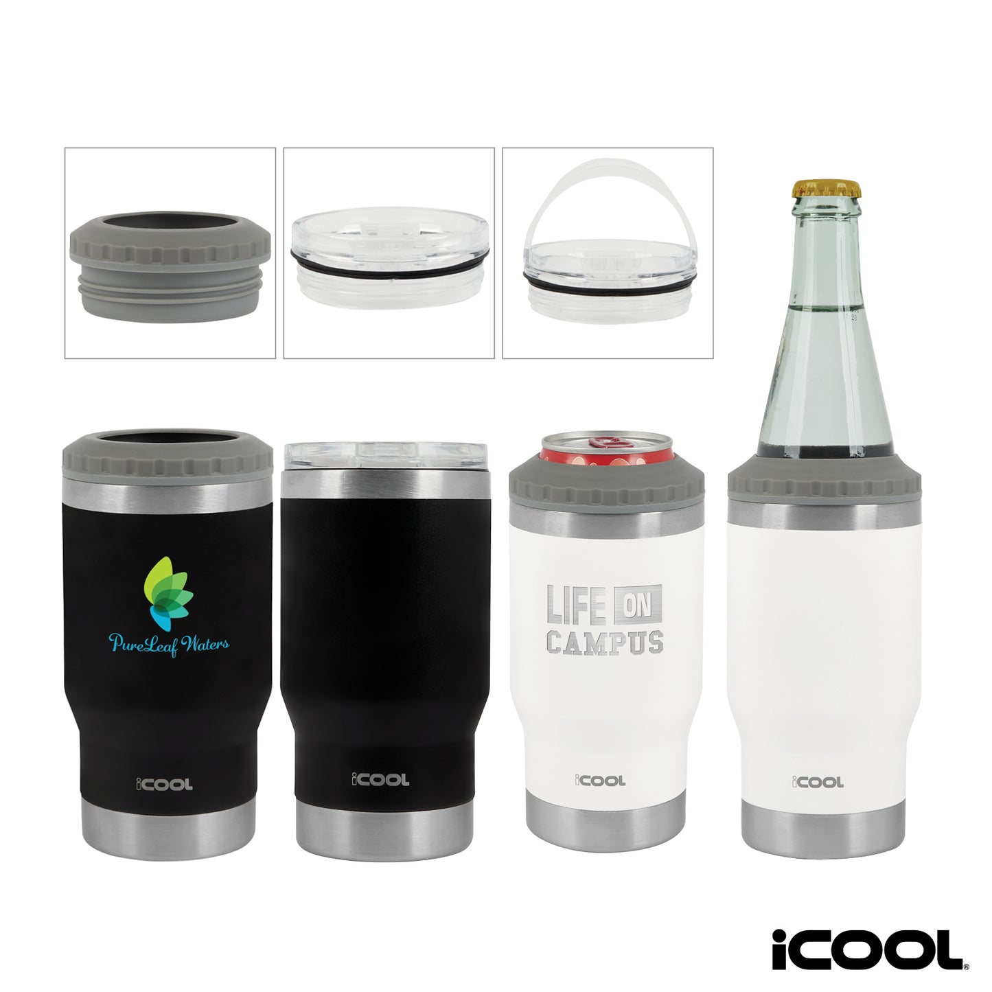 iCOOL® Oswego 14 oz. Double Wall Stainless Steel Can Cooler / Tumbler