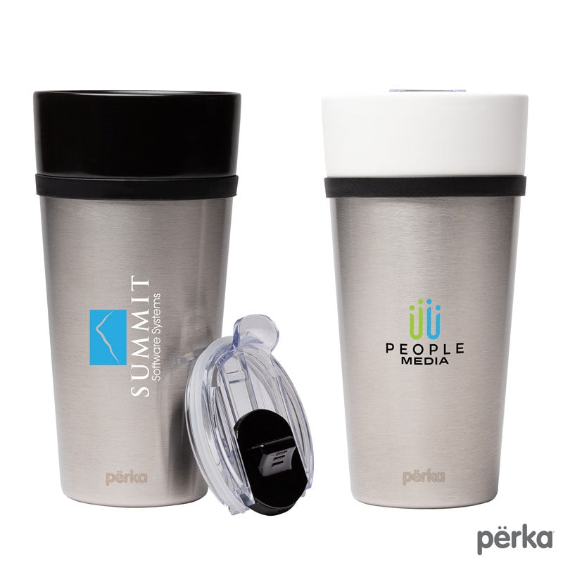 N/A Perka® Linden 14 oz. Double Wall Ceramic Tumbler w/  Stainless Steel Outer