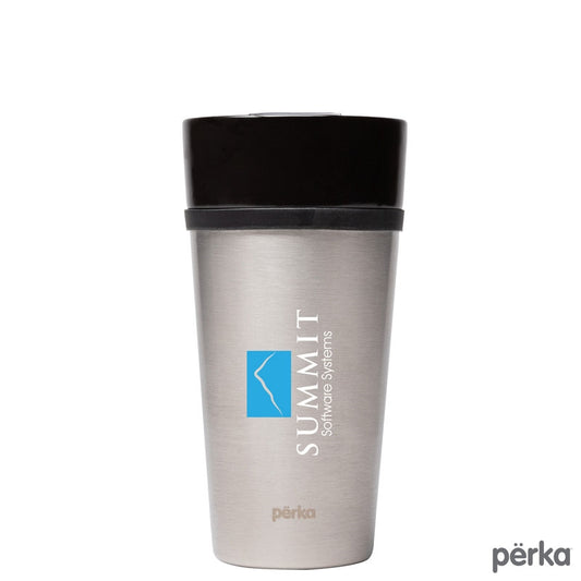 Perka® Linden 14 oz. Double Wall Ceramic Tumbler w/  Stainless Steel Outer