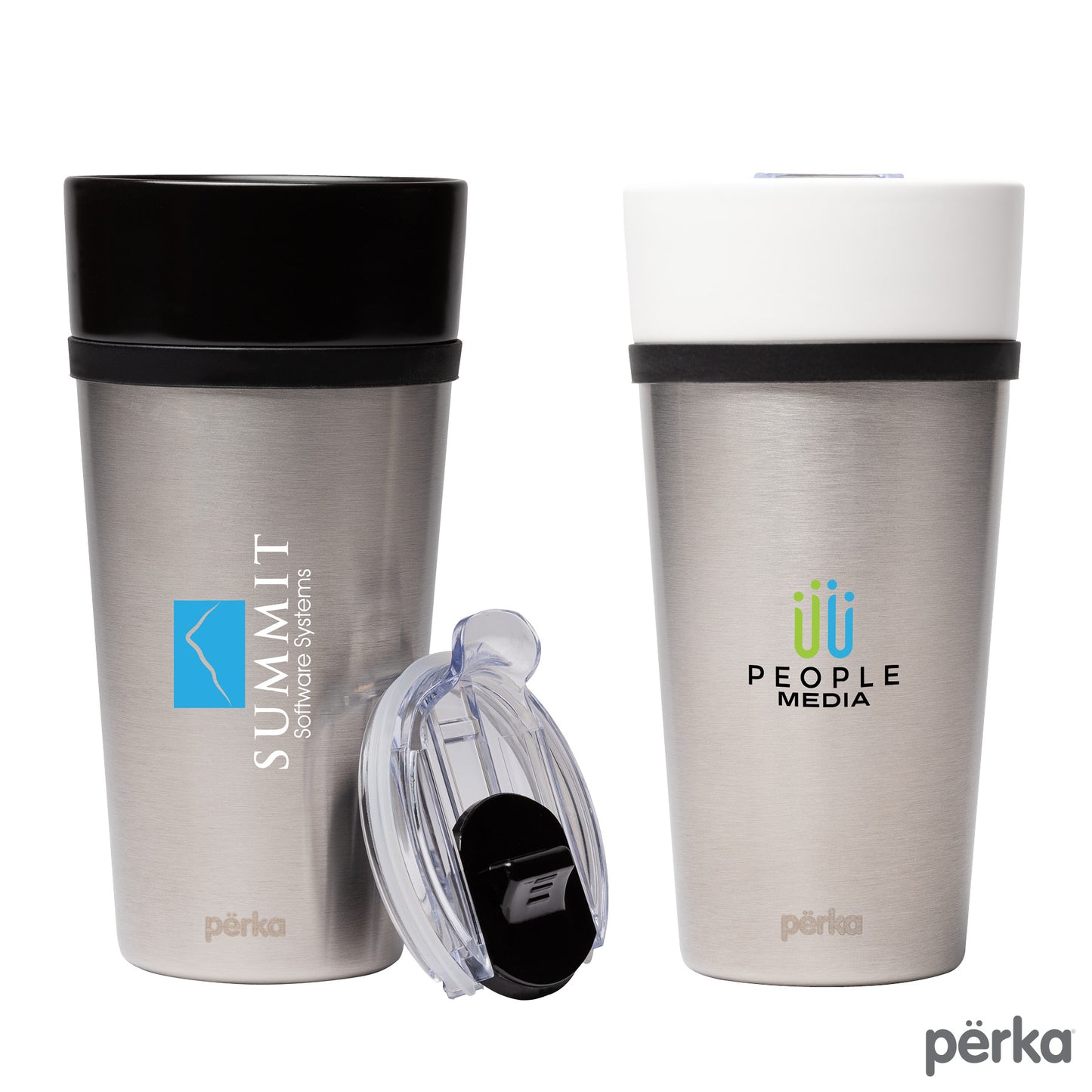 Perka® Linden 14 oz. Double Wall Ceramic Tumbler w/  Stainless Steel Outer
