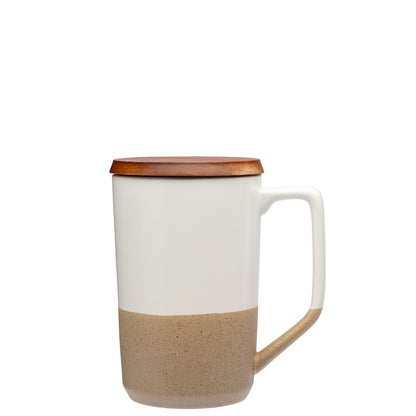 Mogiana 15 oz. Two-Tone Ceramic Mug w/ Wood Lid