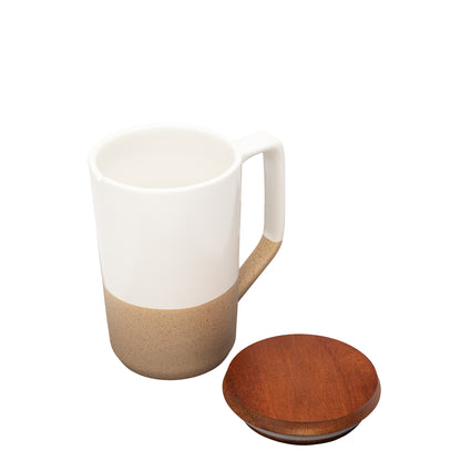 Mogiana 15 oz. Two-Tone Ceramic Mug w/ Wood Lid