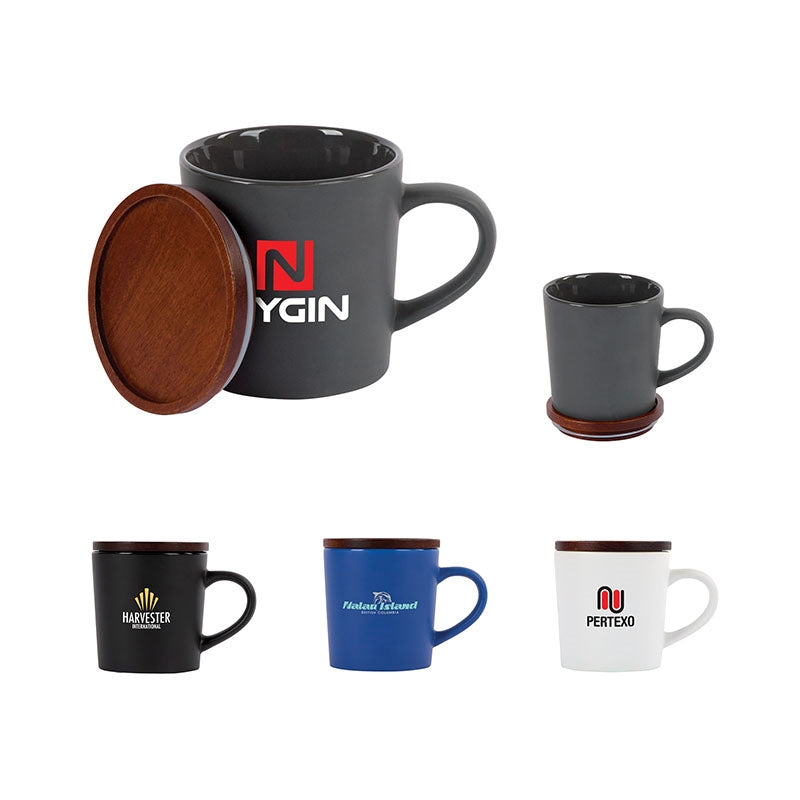 N/A Copenhagen 16 oz. Ceramic Mug w/ Wood Lid