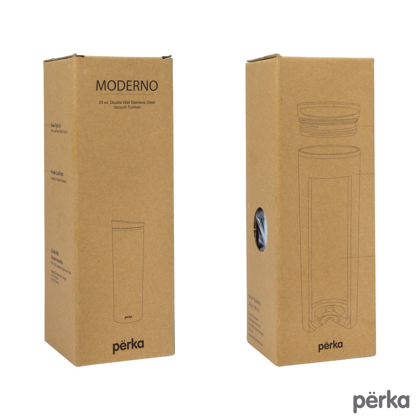 Perka® Moderno 20 oz. Double Wall, Stainless Steel Tumbler