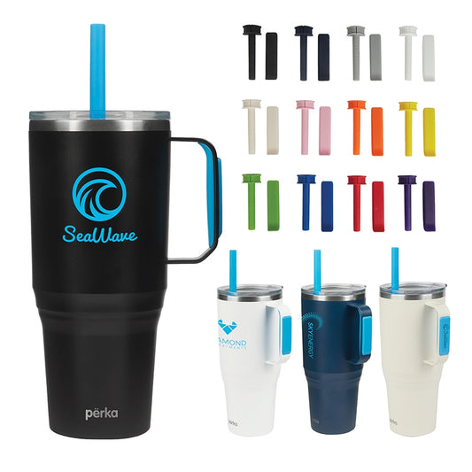 Multi-Colored Perka® Portofino 36 oz. Double Wall Recycled Stainless Steel Travel Mug