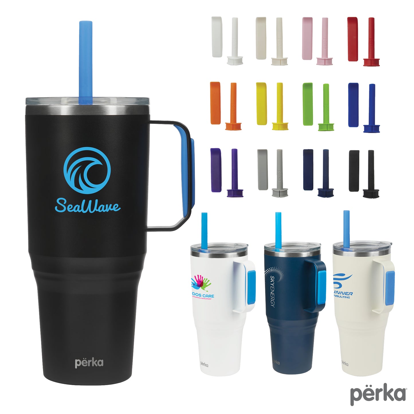 Perka® Portofino 36 oz. Double Wall Recycled Stainless Steel Travel Mug