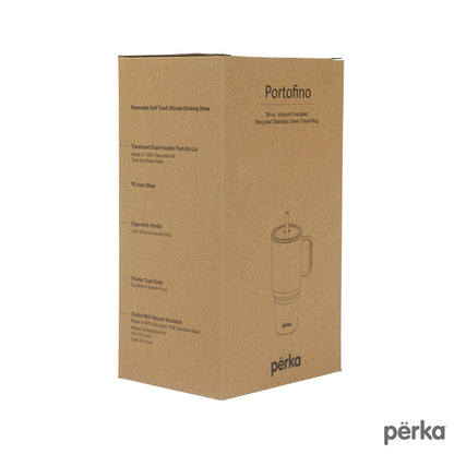Perka® Portofino 36 oz. Double Wall Recycled Stainless Steel Travel Mug