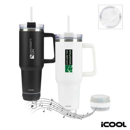 N/A iCOOL® Borrego 40 oz. Double Wall, Stainless Steel Travel Mug with Speaker