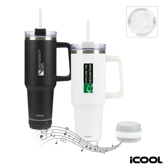 N/A iCOOL® Borrego 40 oz. Double Wall, Stainless Steel Travel Mug with Speaker
