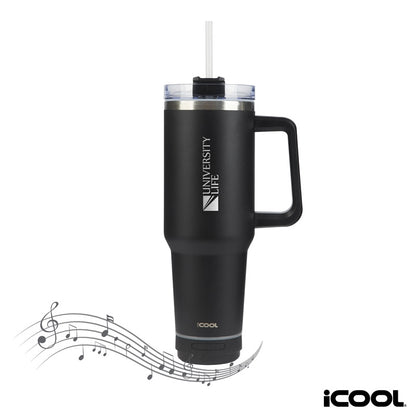 iCOOL® Borrego 40 oz. Double Wall, Stainless Steel Travel Mug with Speaker