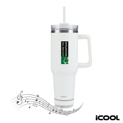 iCOOL® Borrego 40 oz. Double Wall, Stainless Steel Travel Mug with Speaker
