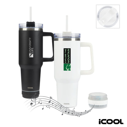 iCOOL® Borrego 40 oz. Double Wall, Stainless Steel Travel Mug with Speaker