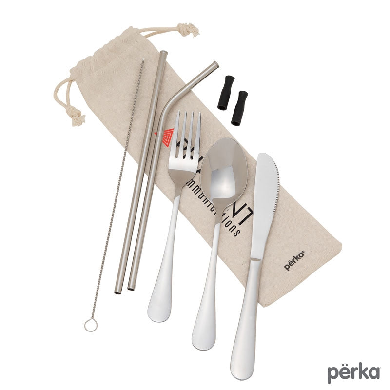 N/A Perka® Castellana 6-Piece  Steel Straw & Utensil Set